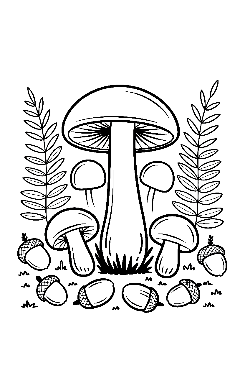 woodland floor mushroom ferns printable sheet