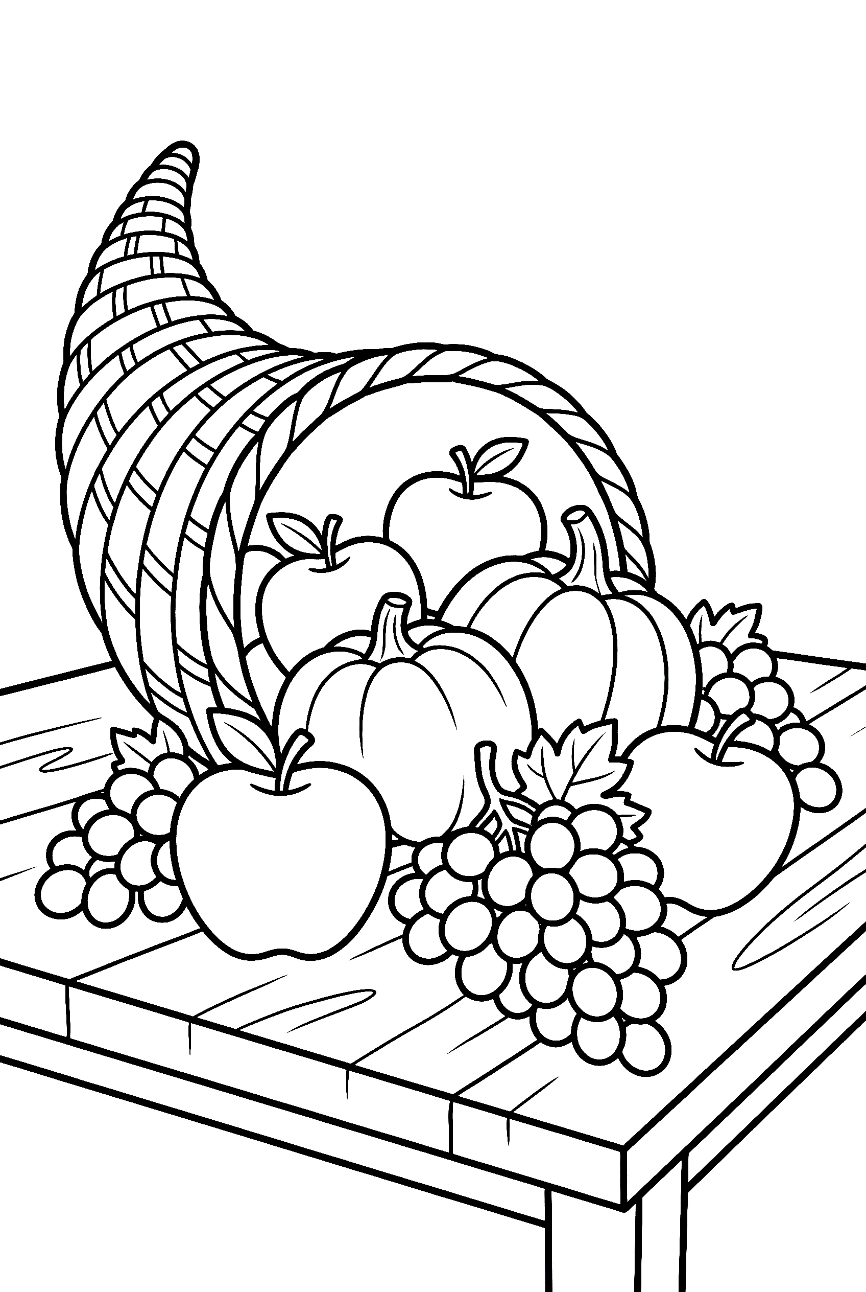 woven horn harvest spilling table coloring pages