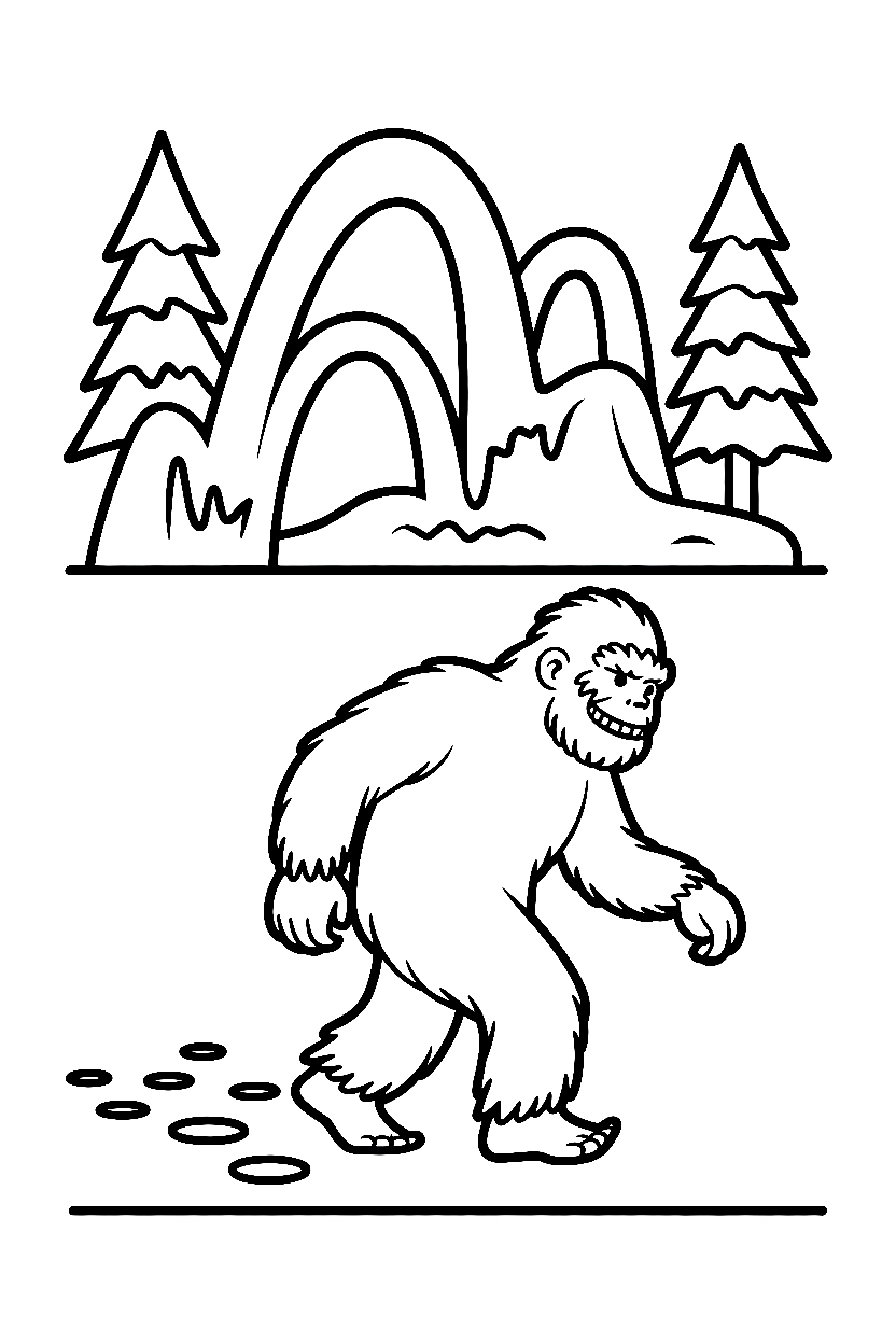 yeti snowy peaks coloring pages