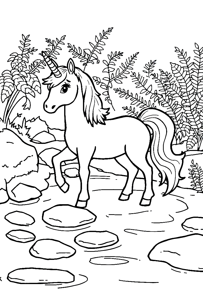 young unicorn stream stones printable sheet