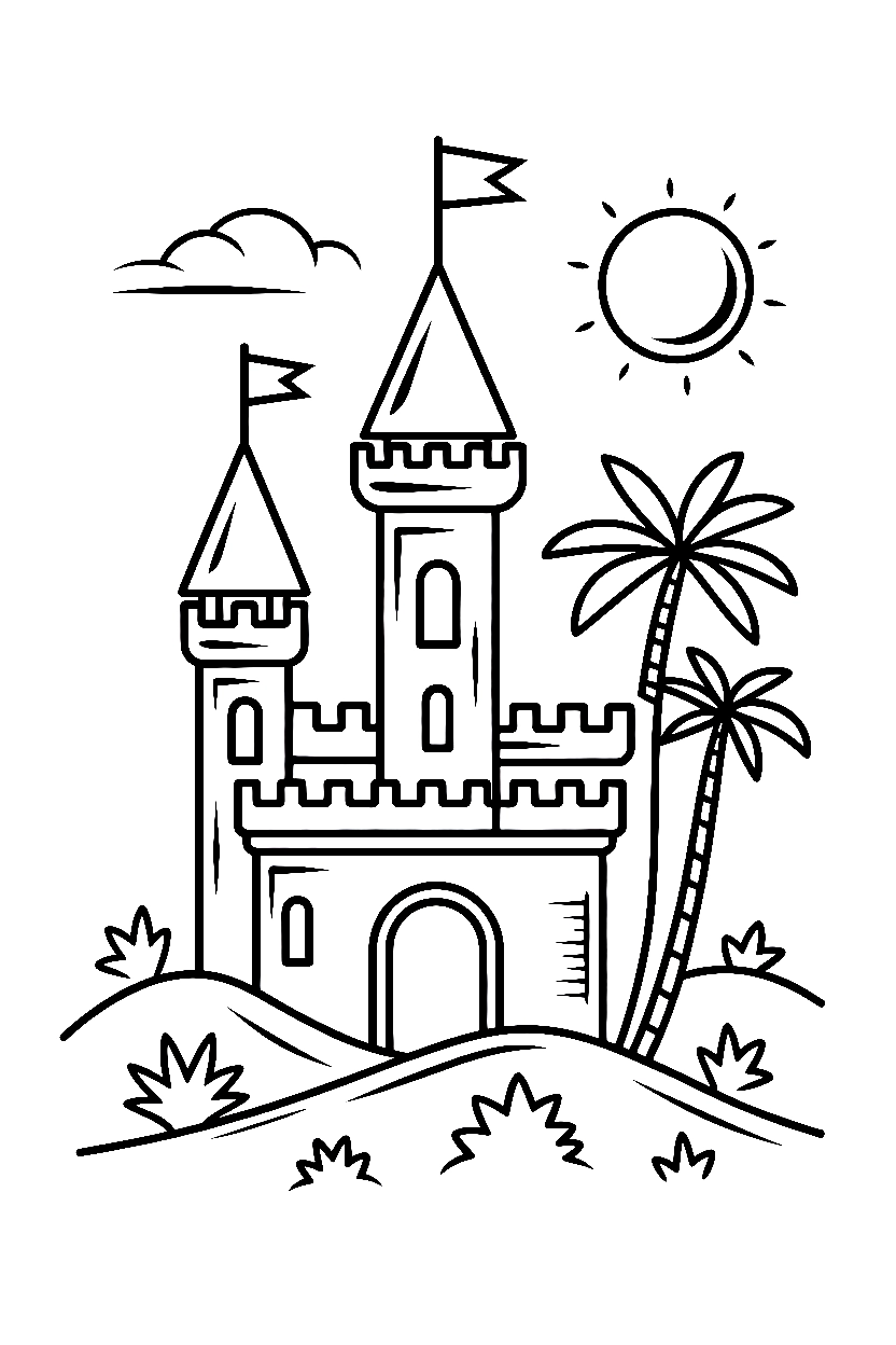 arranging castle desert landscape printable sheet