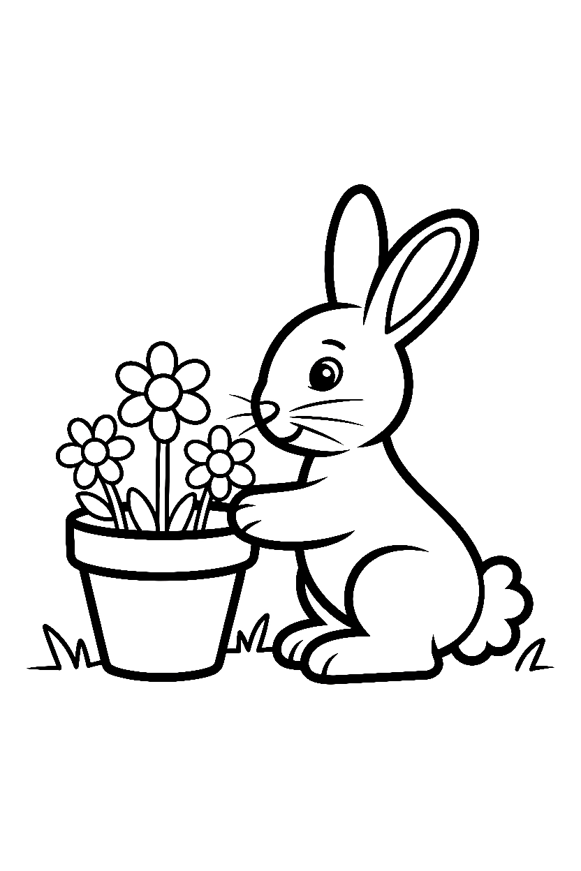 arranging flowers easter bunny printable sheet