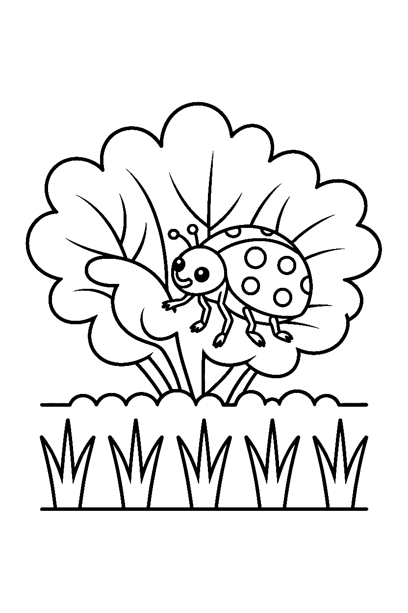 arranging ladybug lettuce leaf drawing