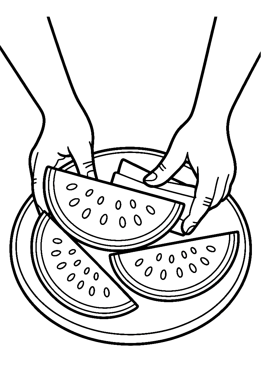arranging watermelon platter coloring pages