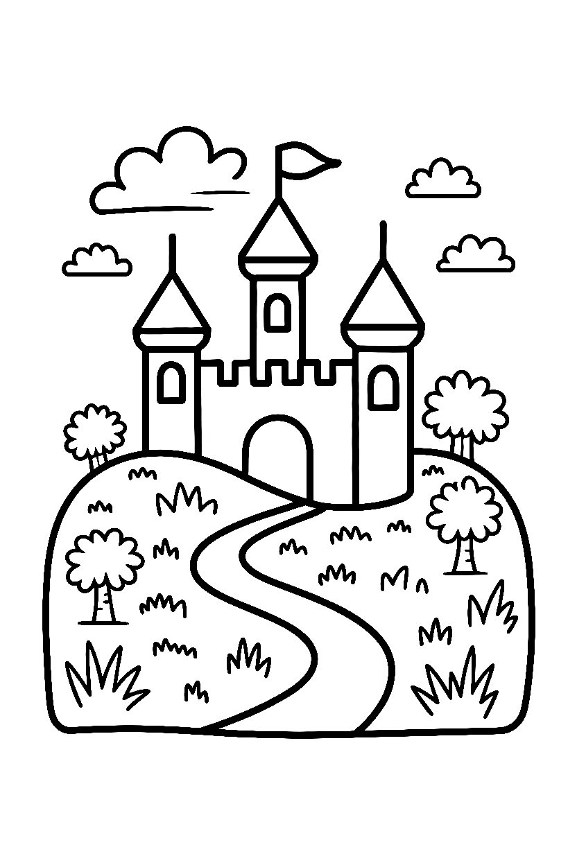 castle hilltop coloring pages