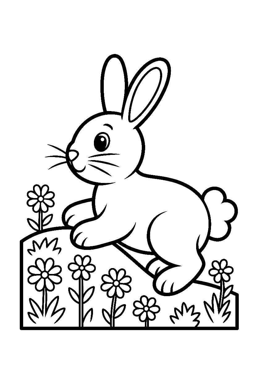 climbing hillside easter bunny drawing