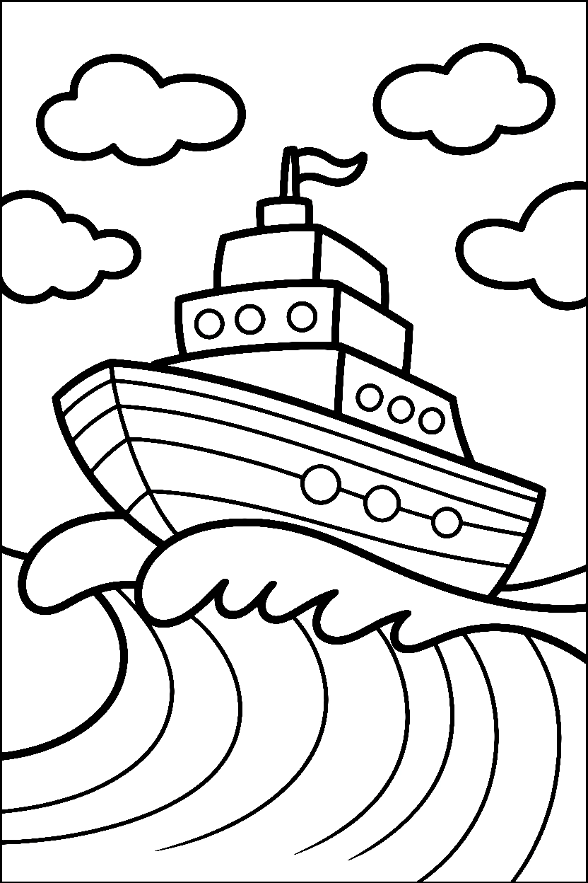 climbing wave crest ship drawing