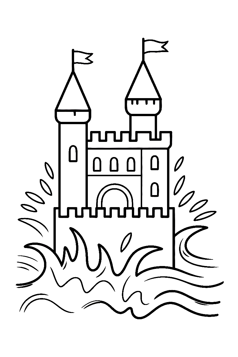 coastal location castle waves coloring pages