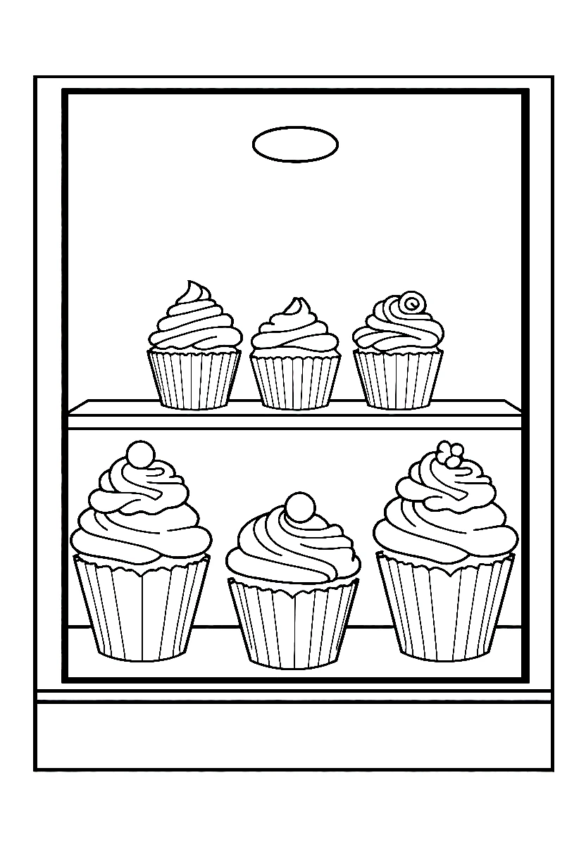 cupcake bakery display case drawing