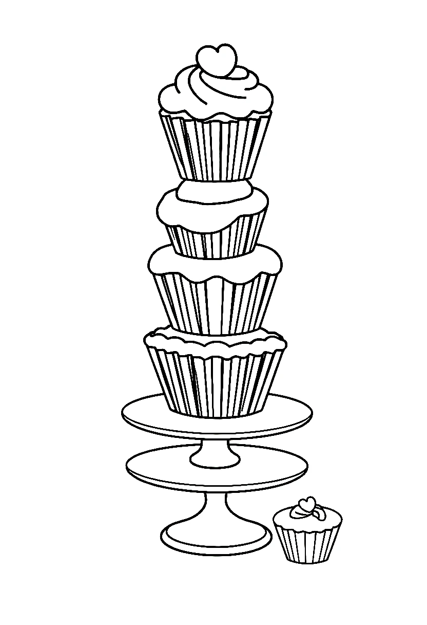 cupcake tower tiered stand coloring pages