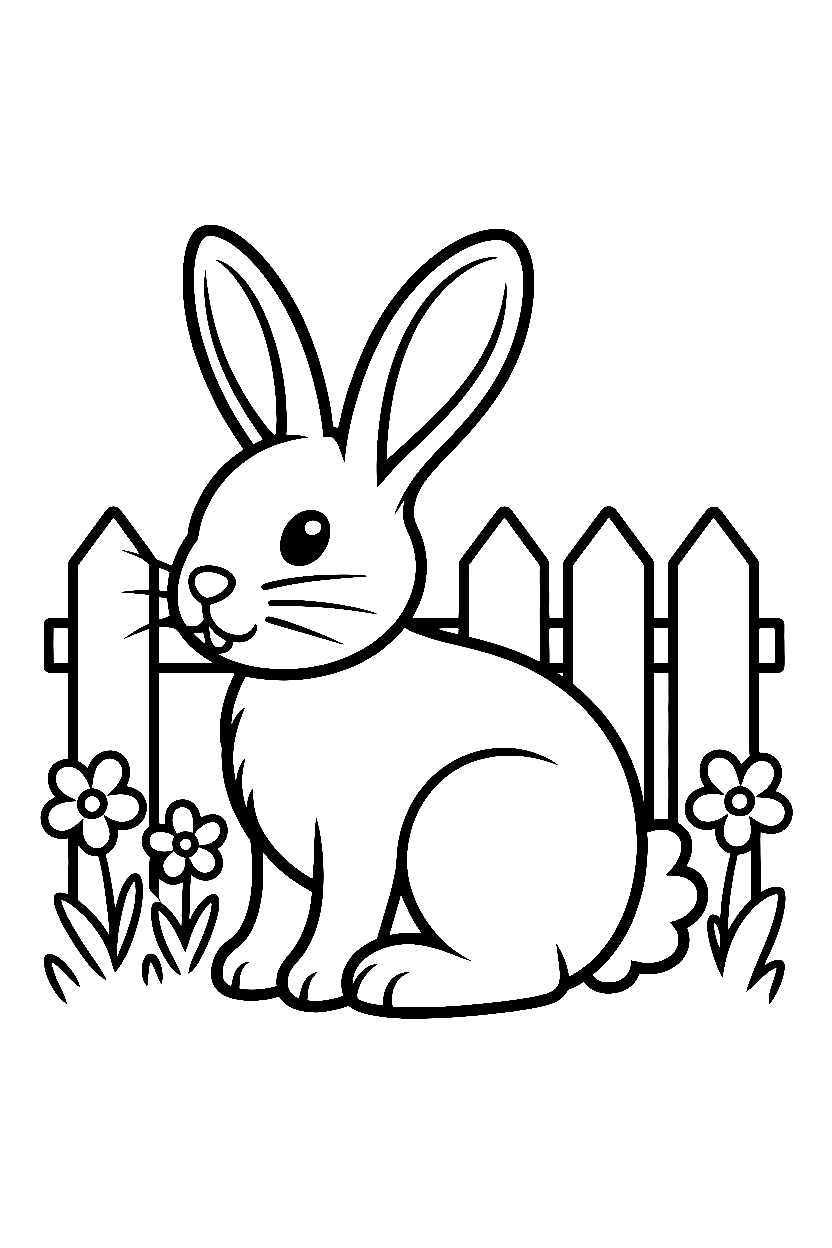 easter bunny picket fence coloring pages