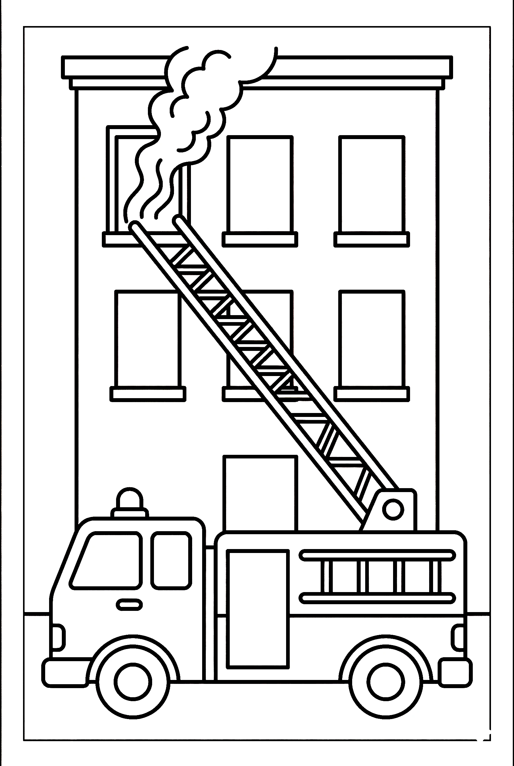 fire truck extended ladder rescue coloring pages