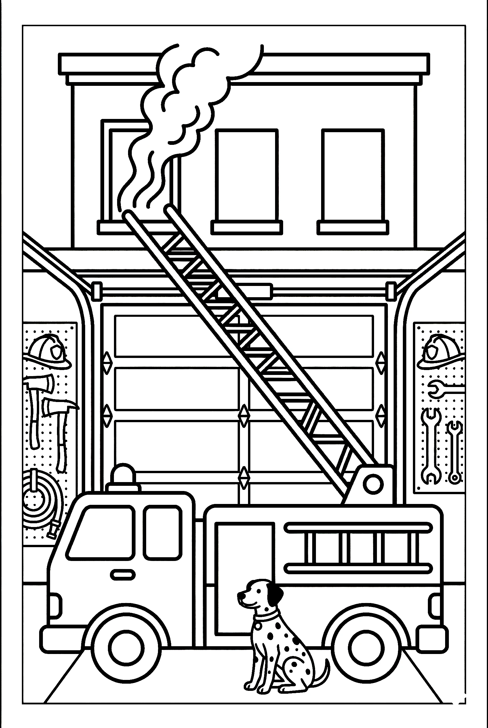 fire truck firehouse dalmatian printable sheet