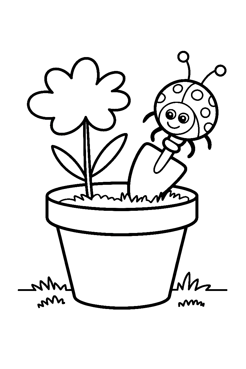 garden trowel ladybug printable sheet