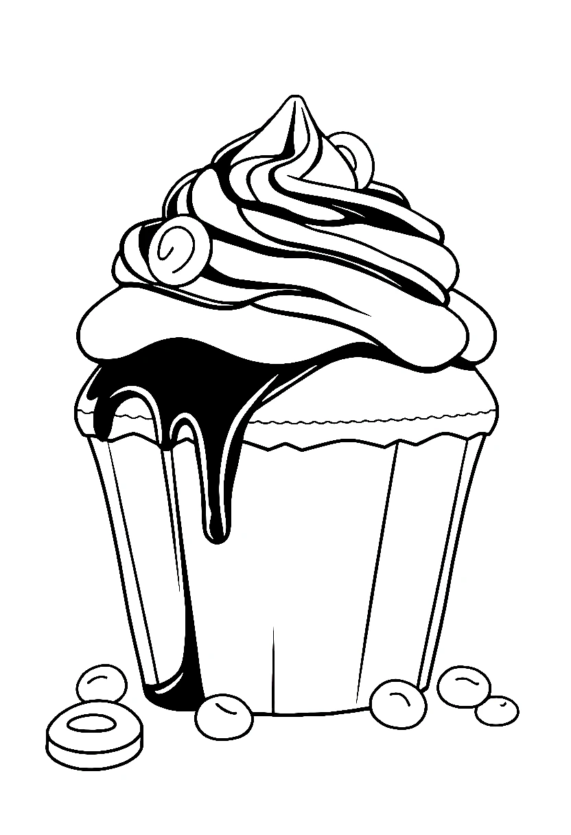 giant chocolate cupcake dripping coloring pages