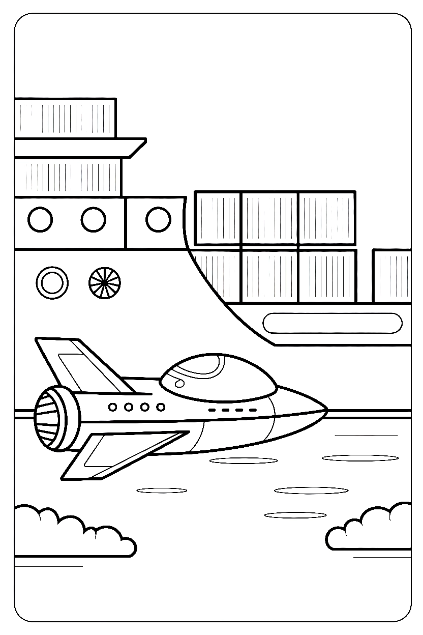 holding beside freighter spaceship coloring pages