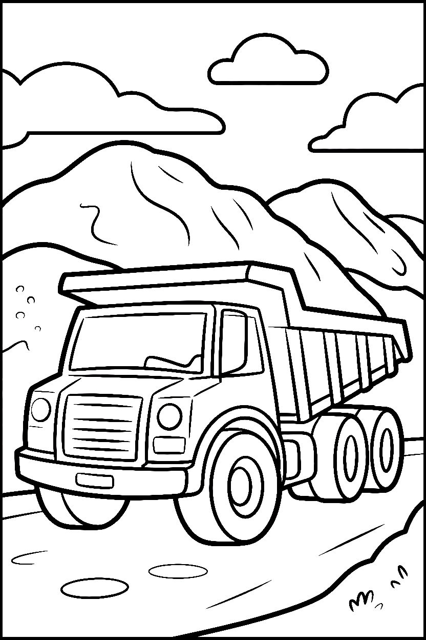 holding near stockpile dump truck coloring pages