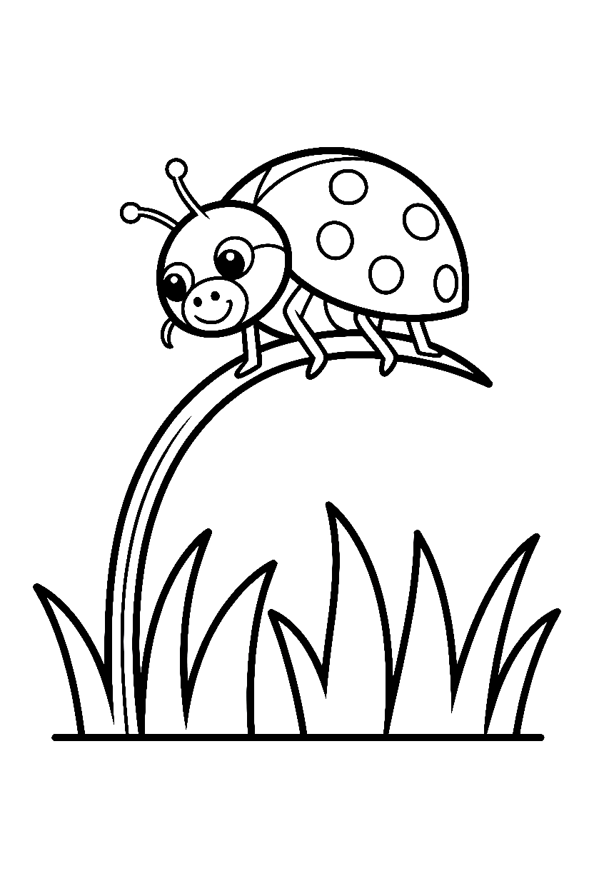 holding position ladybug grass blade drawing