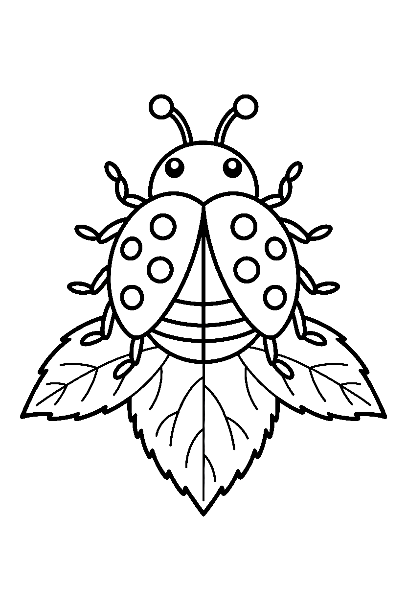 ladybug leaf surface coloring pages