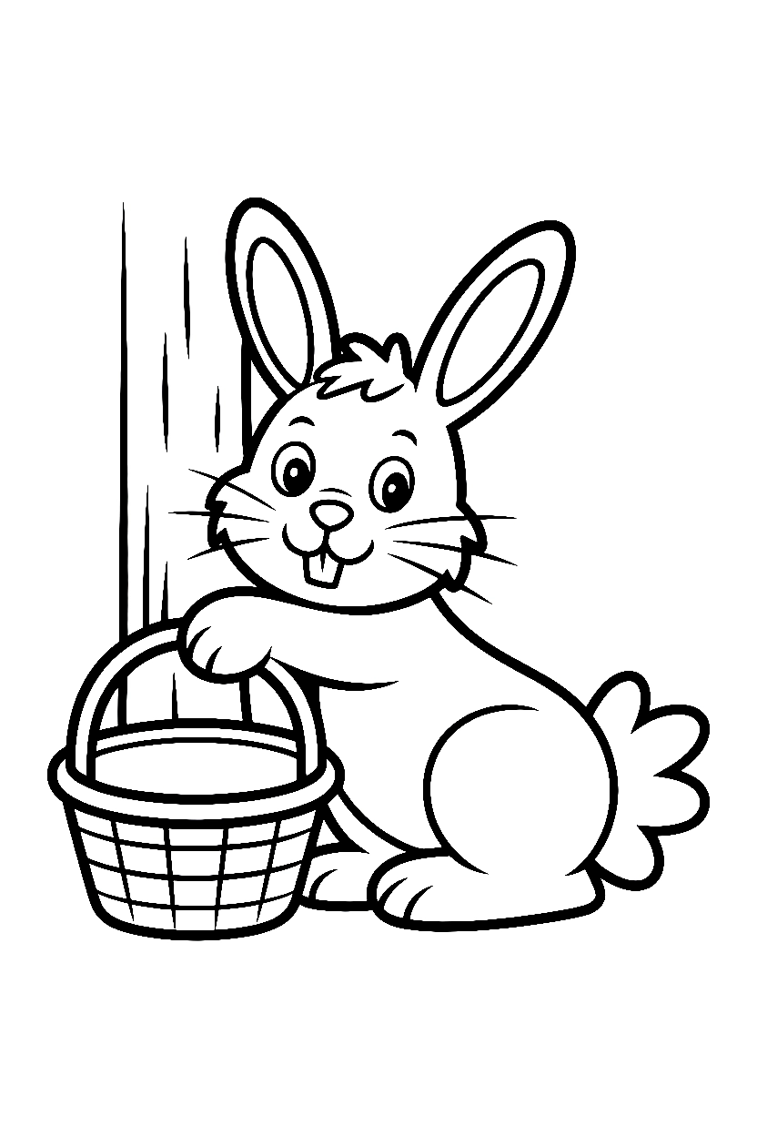 leaning against tree easter bunny printable sheet