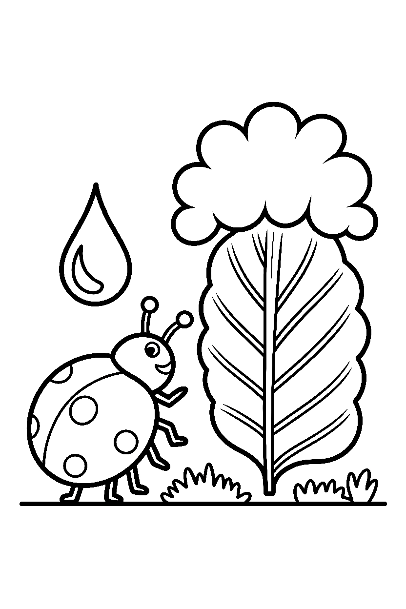 leaning beside droplet ladybug coloring pages