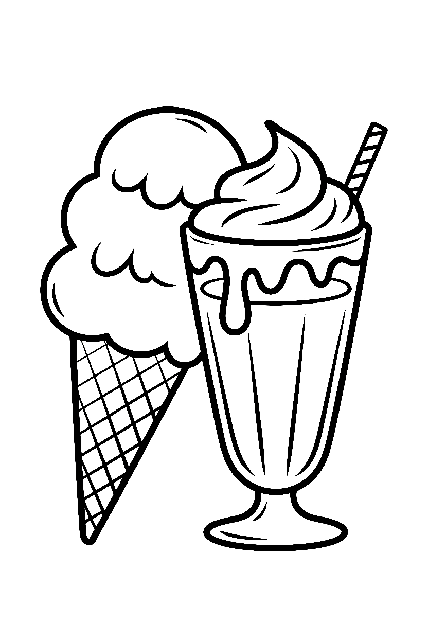 leaning beside milkshake ice cream coloring pages