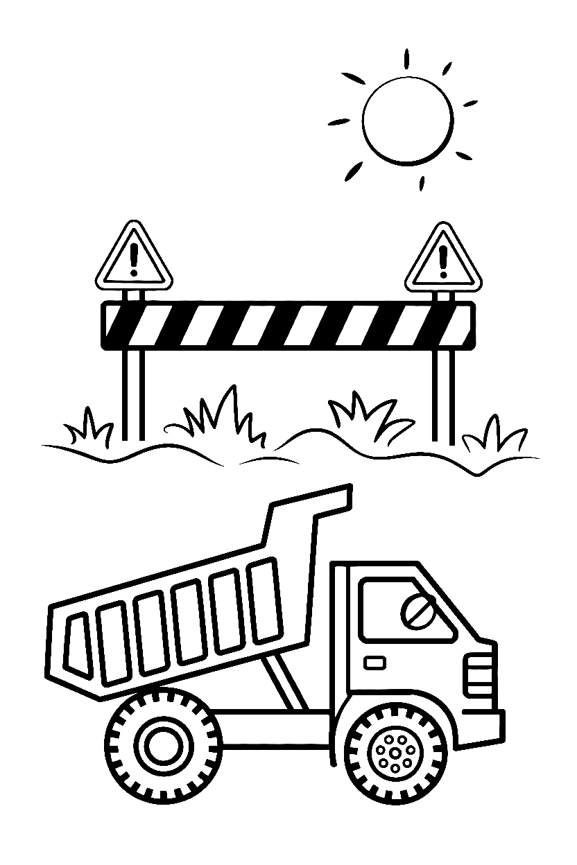 leaning dump truck barrier printable sheet