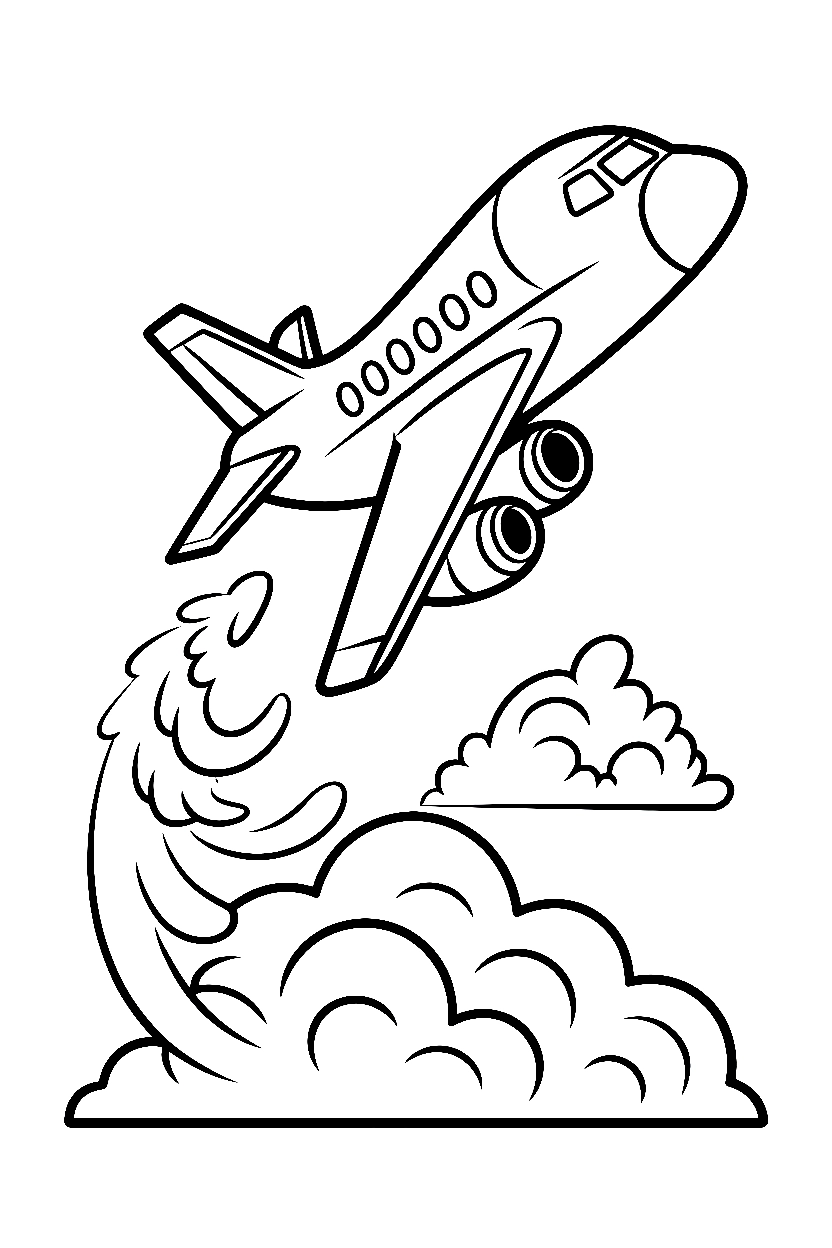 leaning into turn jet clouds printable sheet