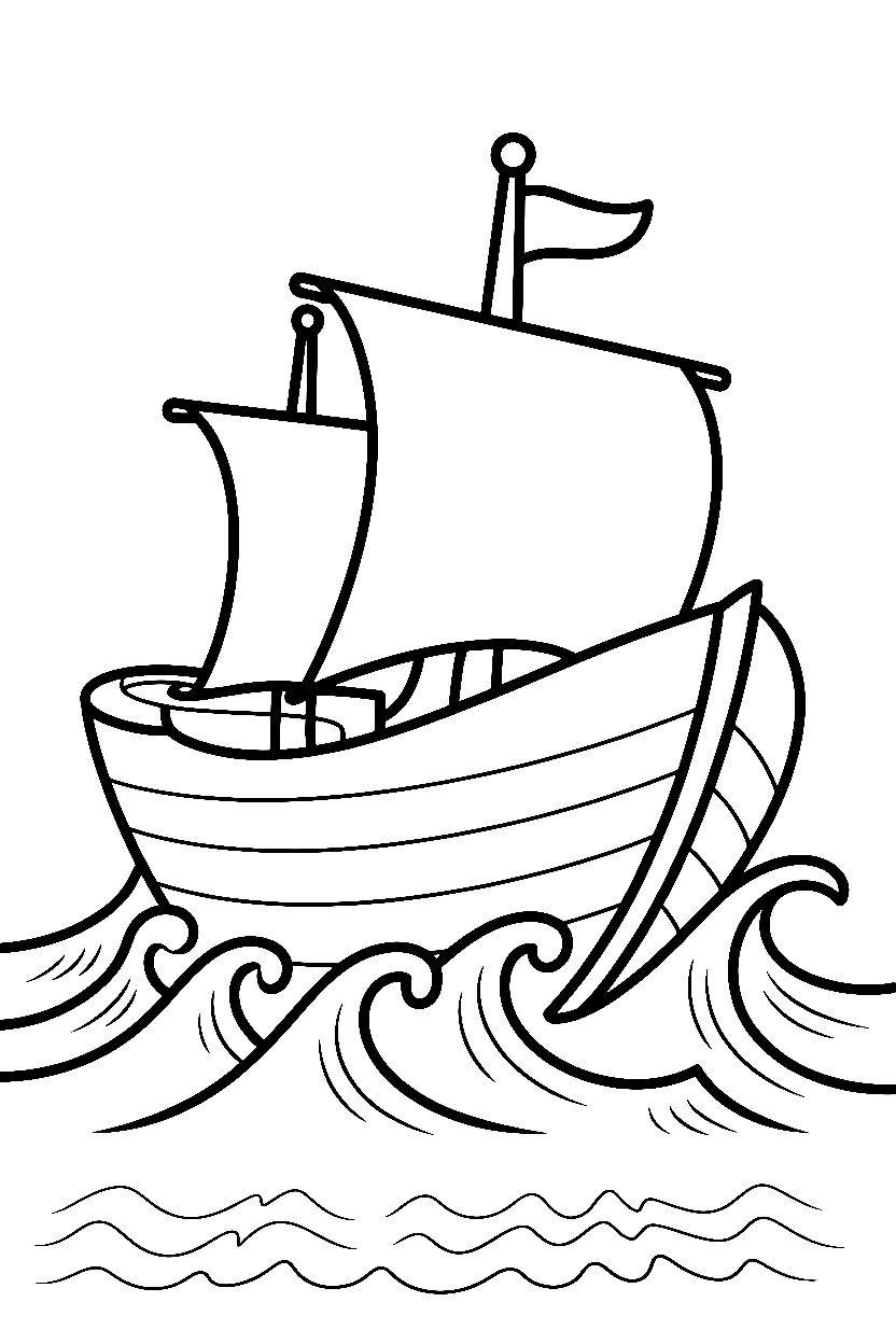 leaning ship ocean swells printable sheet