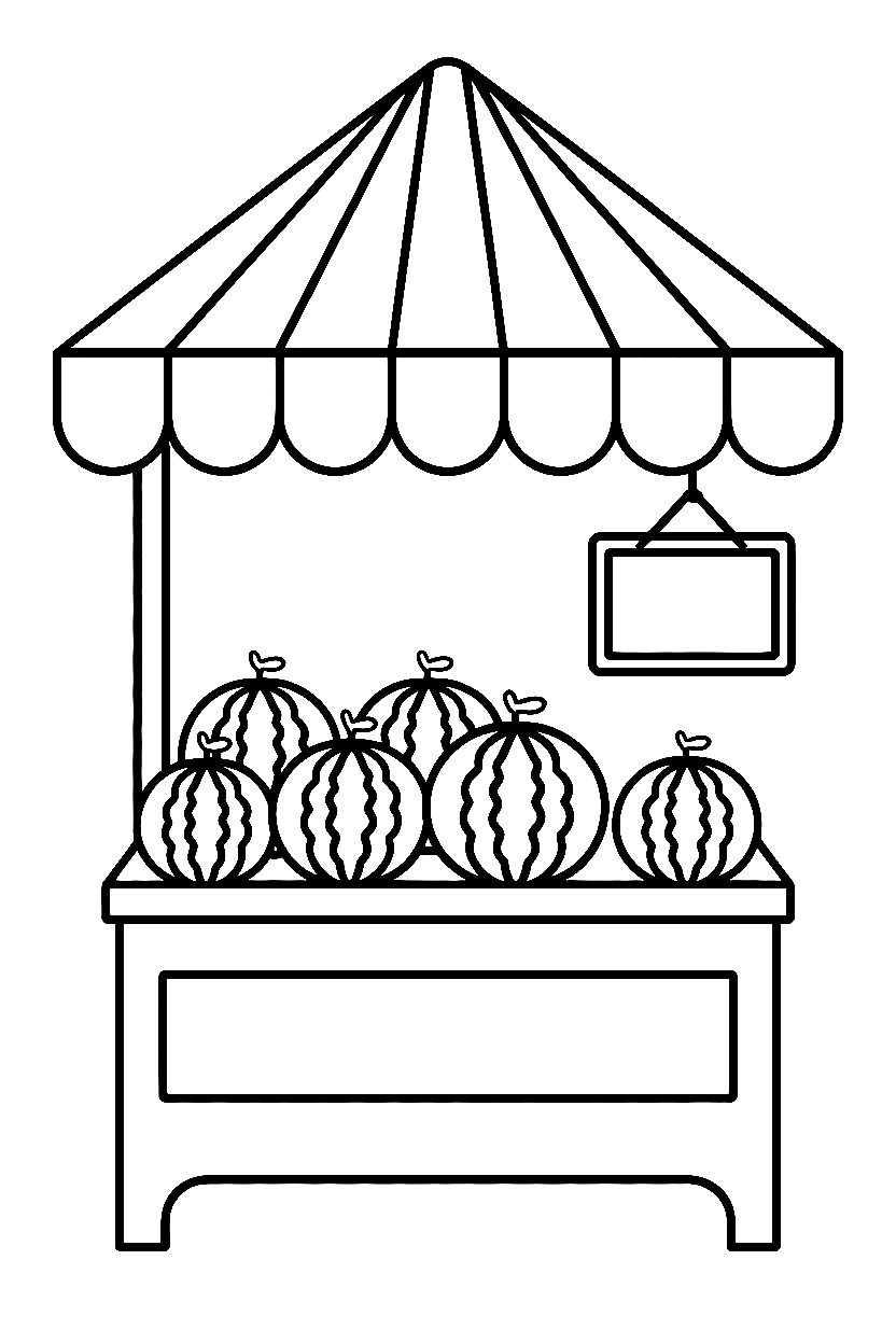 market stand watermelon drawing