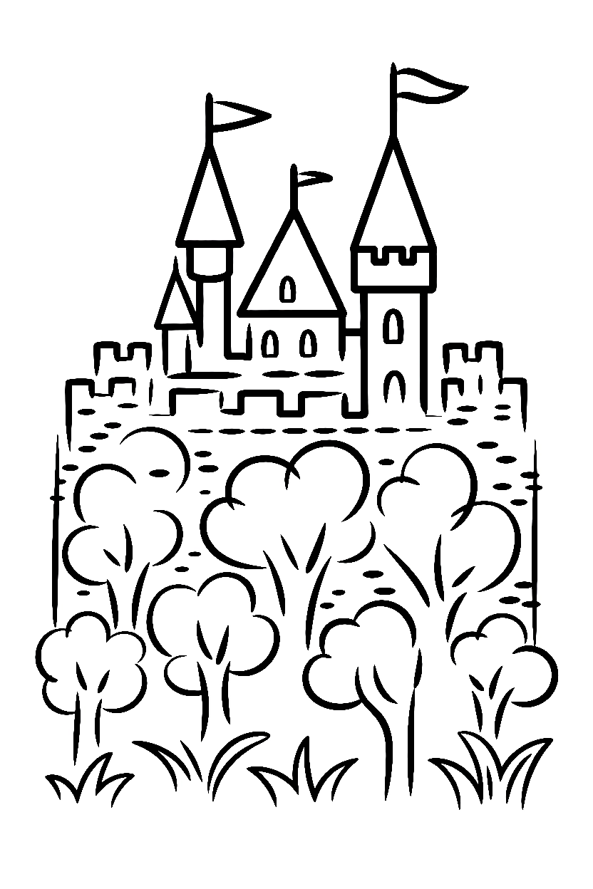 peeking above canopy castle coloring pages