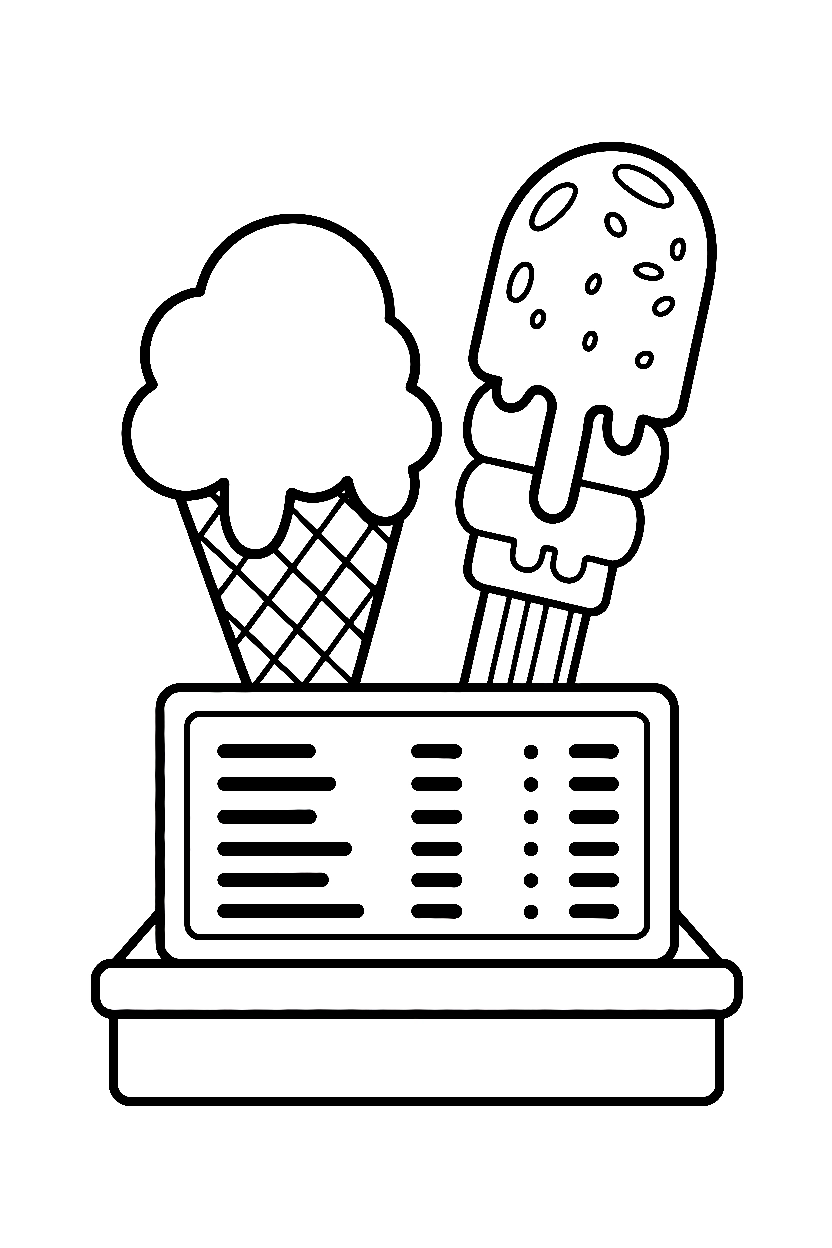 peeking behind menu ice cream coloring pages