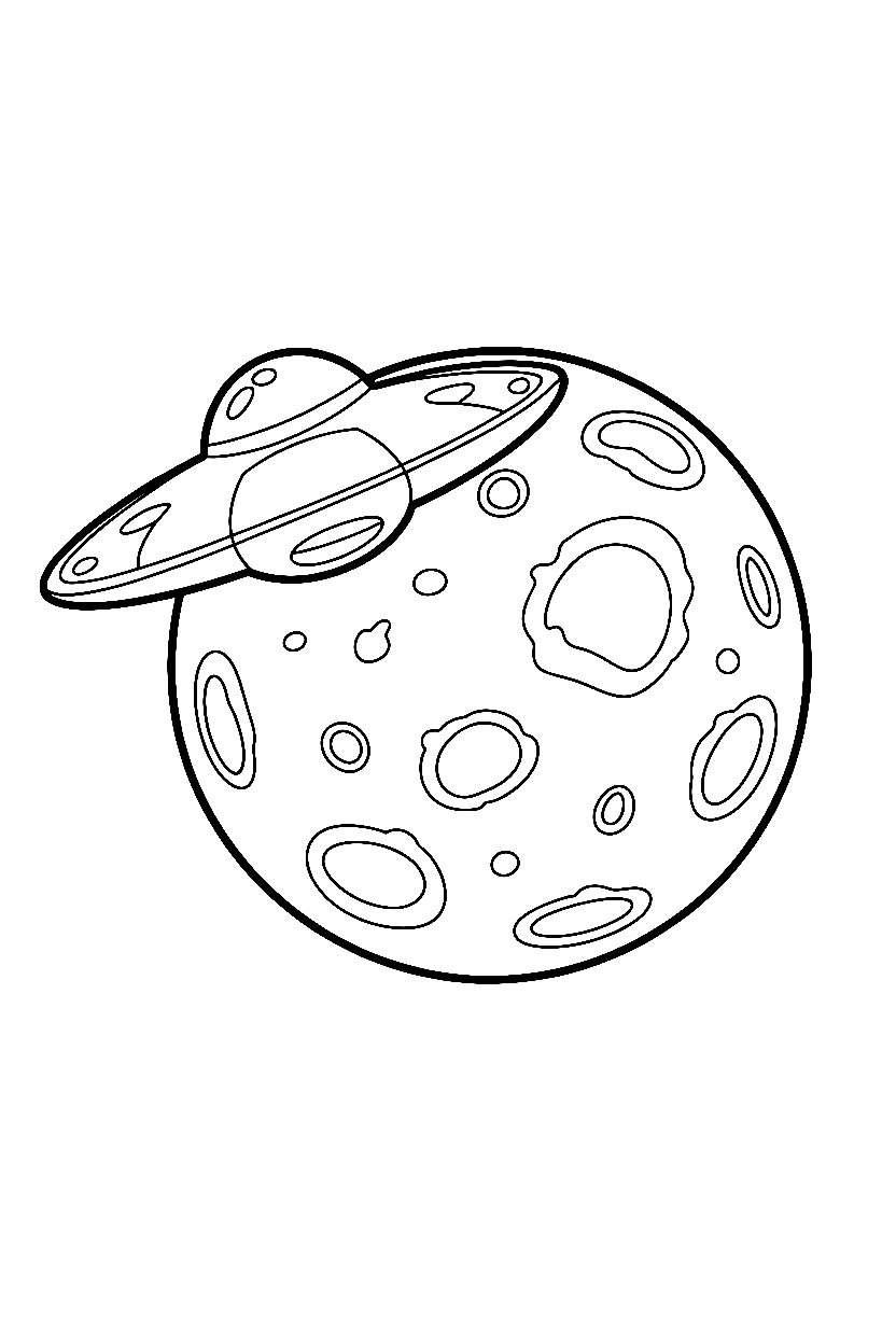 peeking behind moon spaceship coloring pages