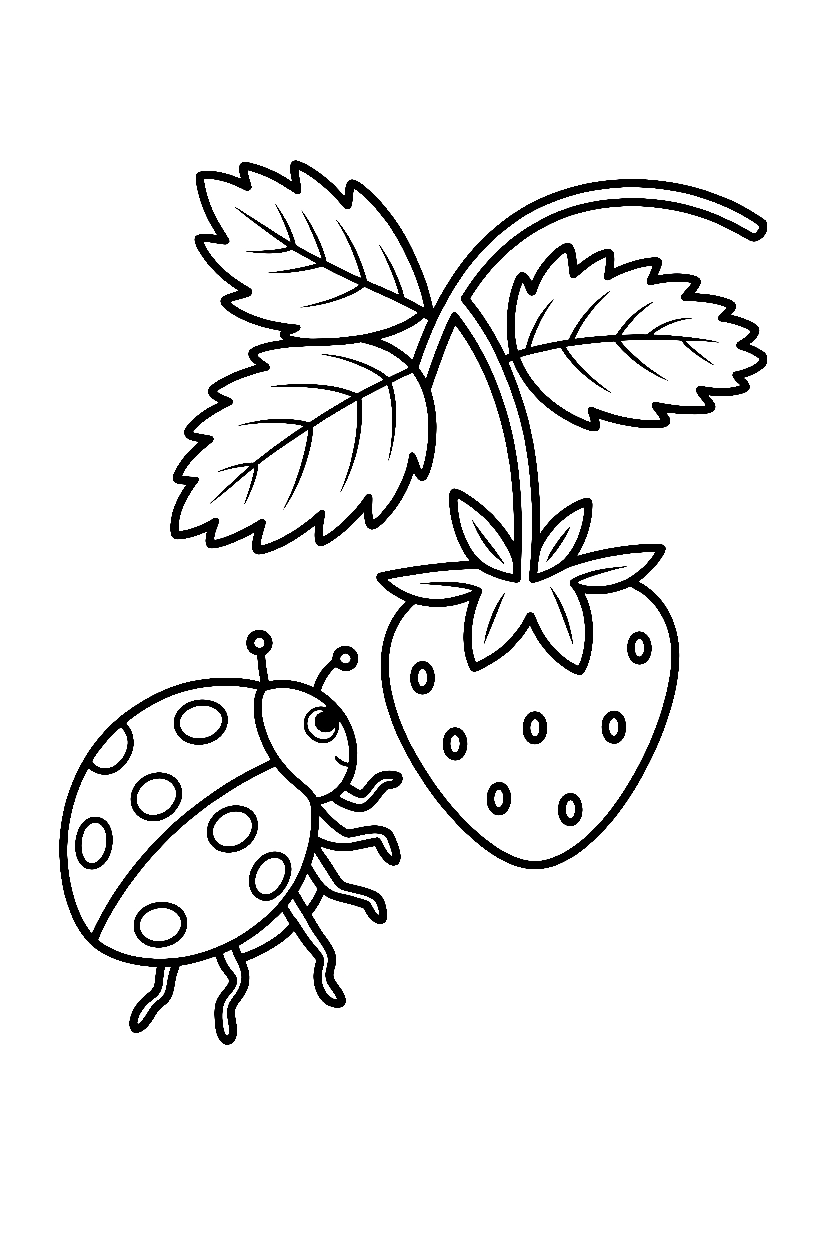 peeking behind strawberry ladybug coloring pages