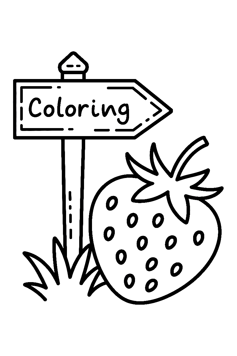 peeking beside marker strawberry coloring pages