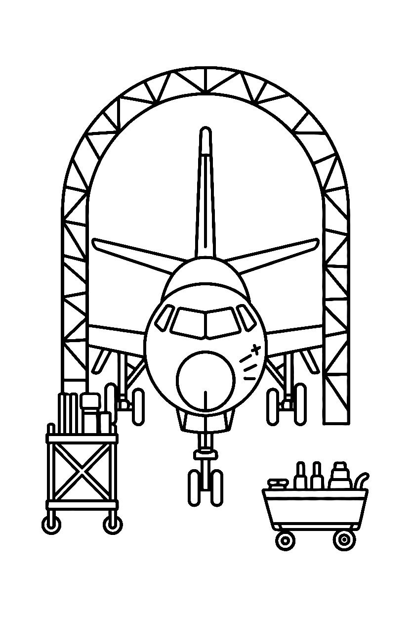 peeking from hangar jet coloring pages