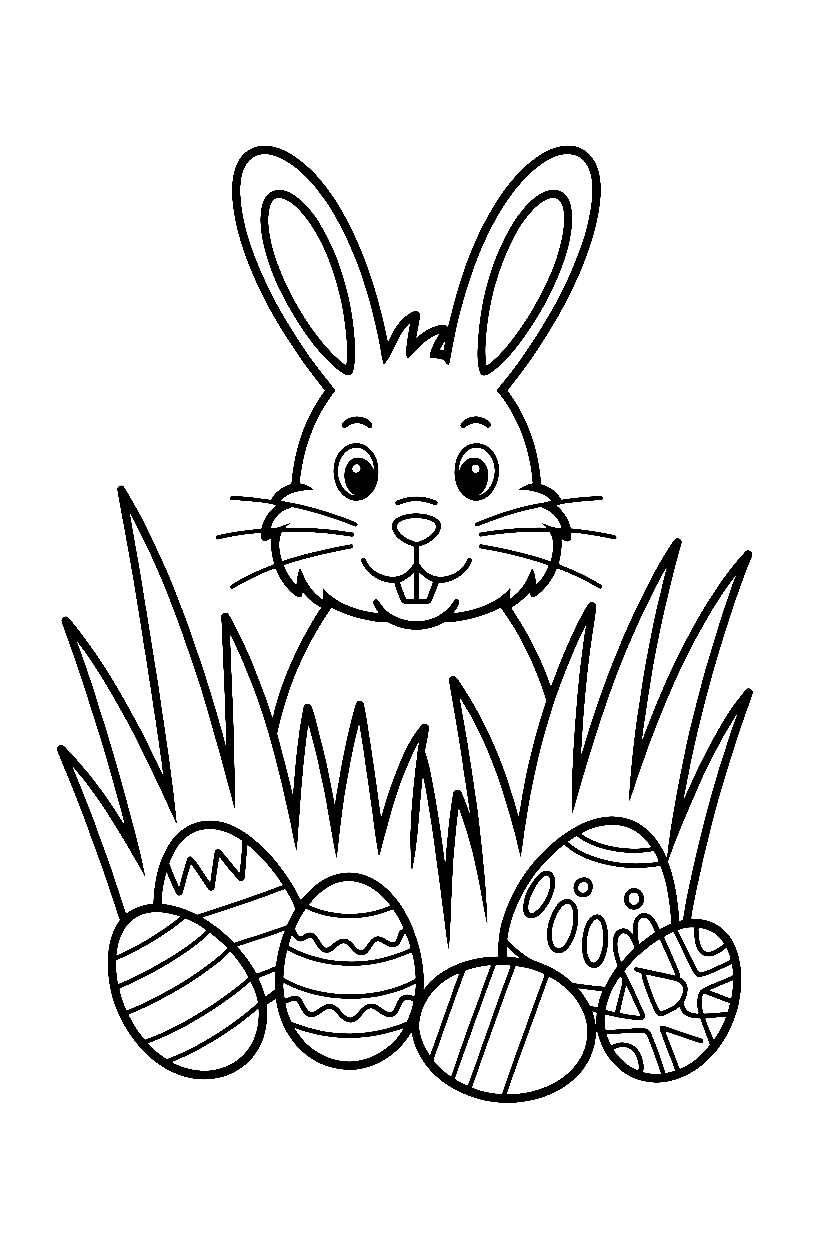 peeking through grass easter bunny coloring pages