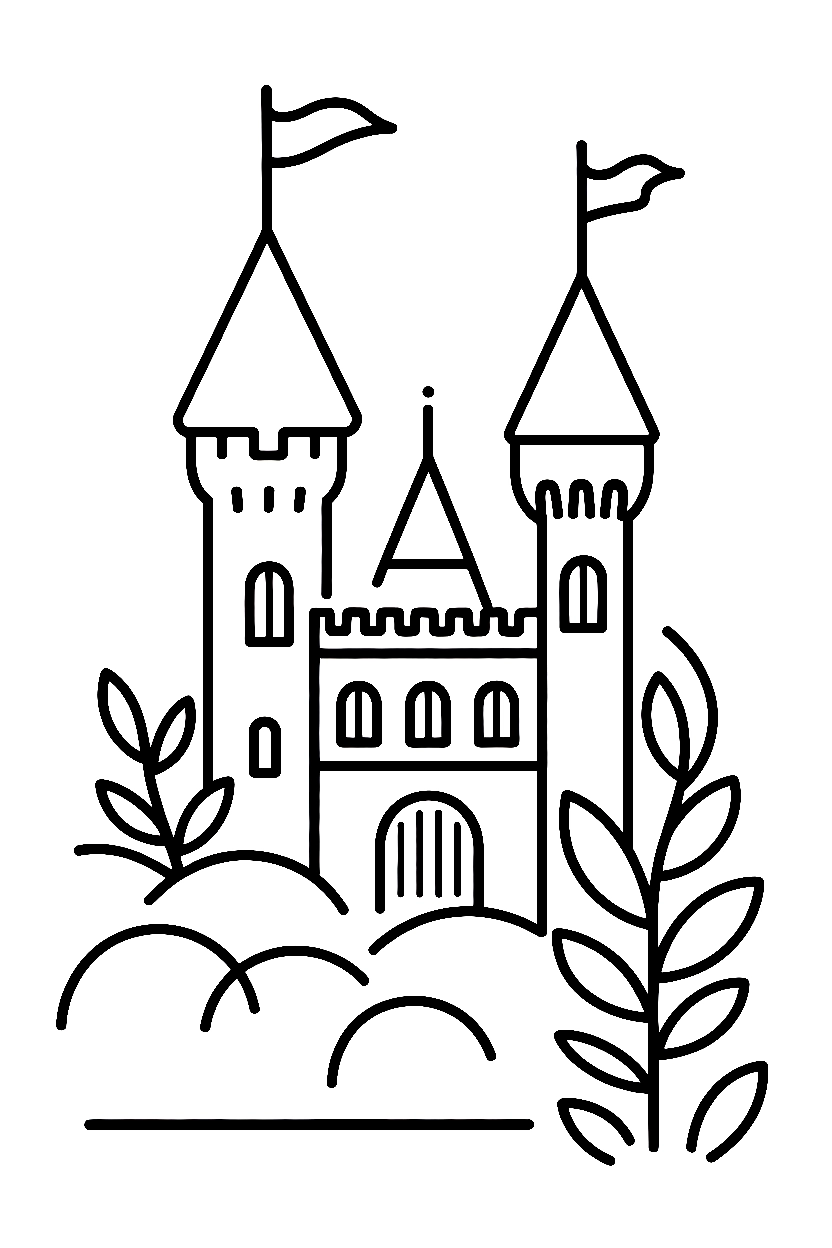 peeking through mist castle coloring pages