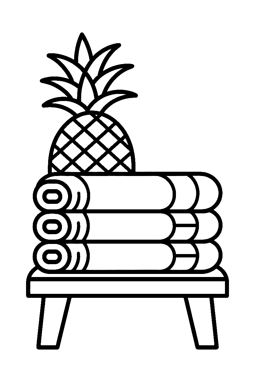 pineapple beach towel scene coloring pages