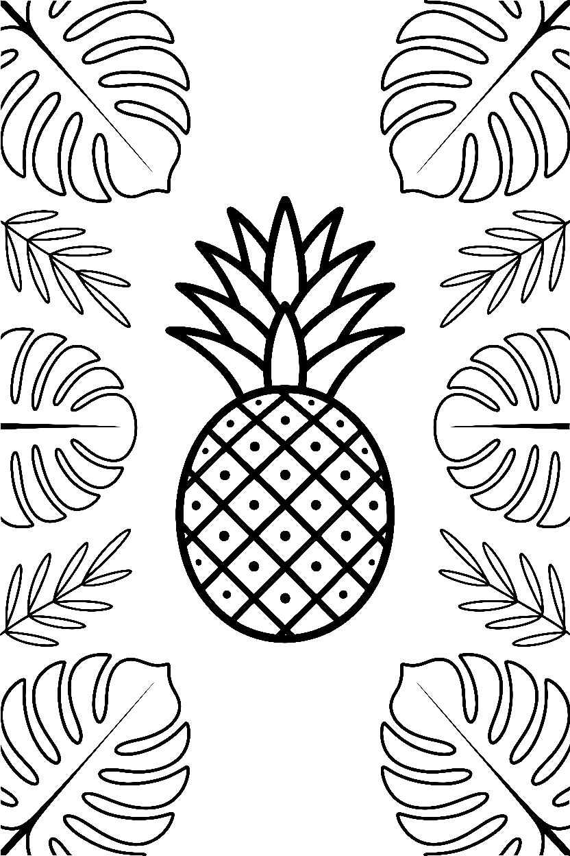 pineapple botanical frame drawing