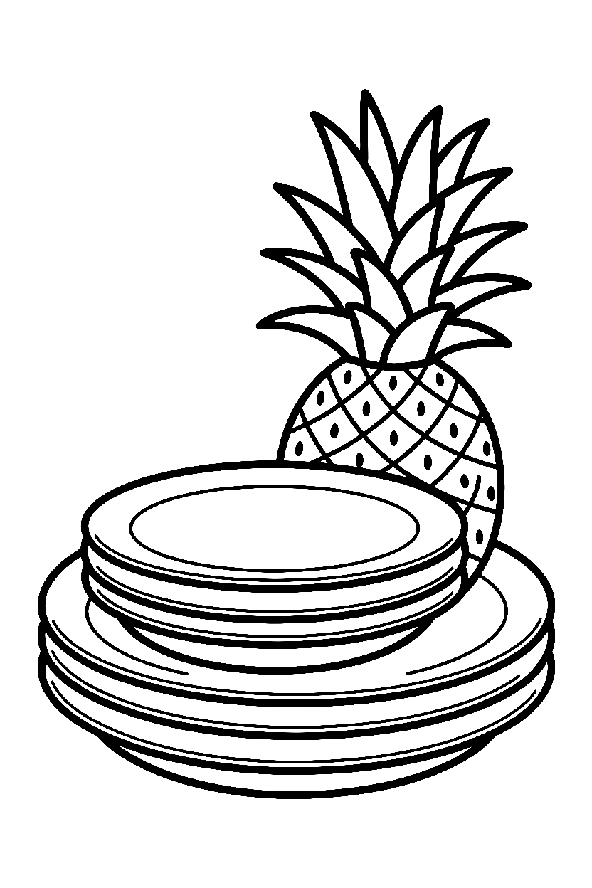pineapple kitchen counter coloring pages