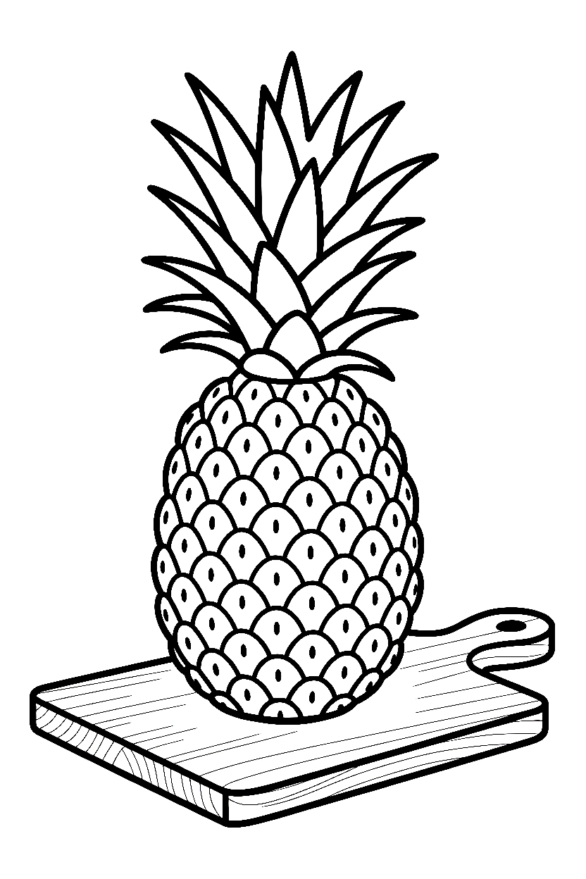 pineapple on board coloring pages