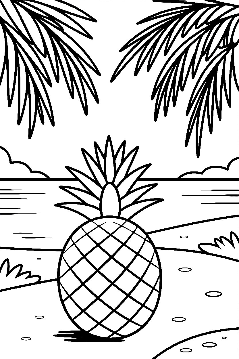 pineapple tropical background drawing