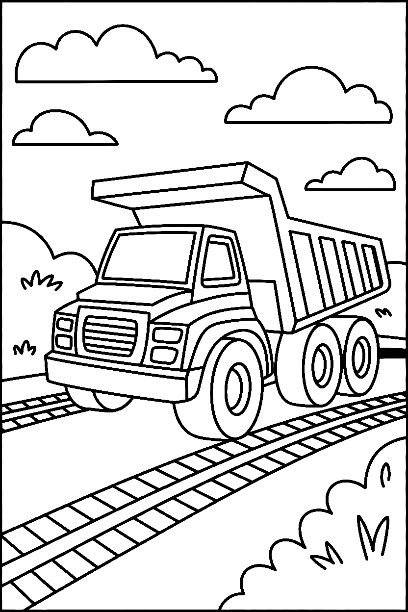 pulling across road dump truck printable sheet