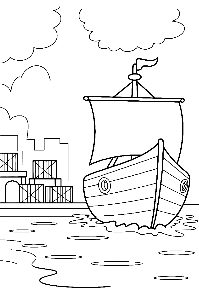 pulling from wharf ship printable sheet