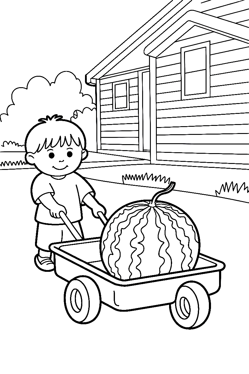 pulling wagon watermelon coloring pages