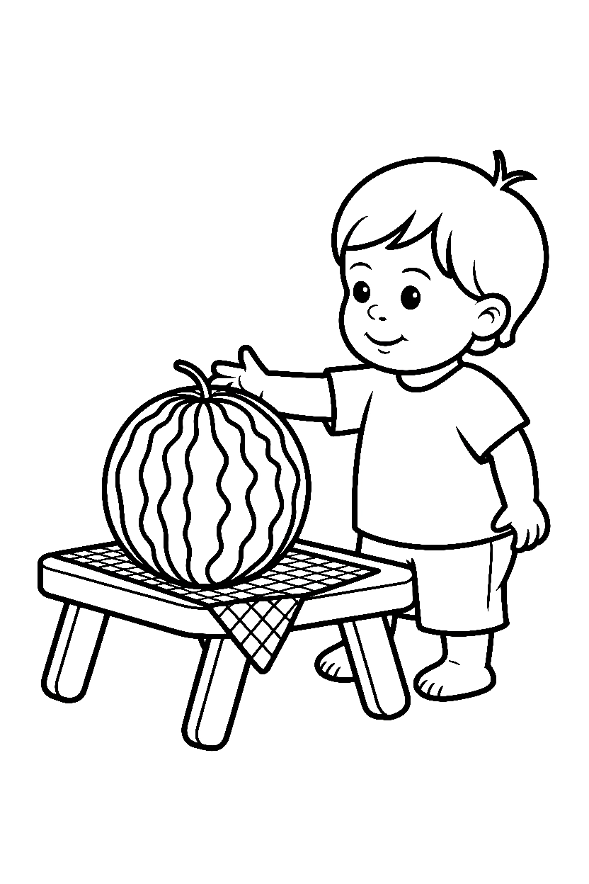 reaching picnic watermelon coloring pages