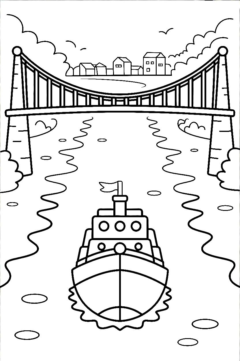 reaching river mouth ship drawing