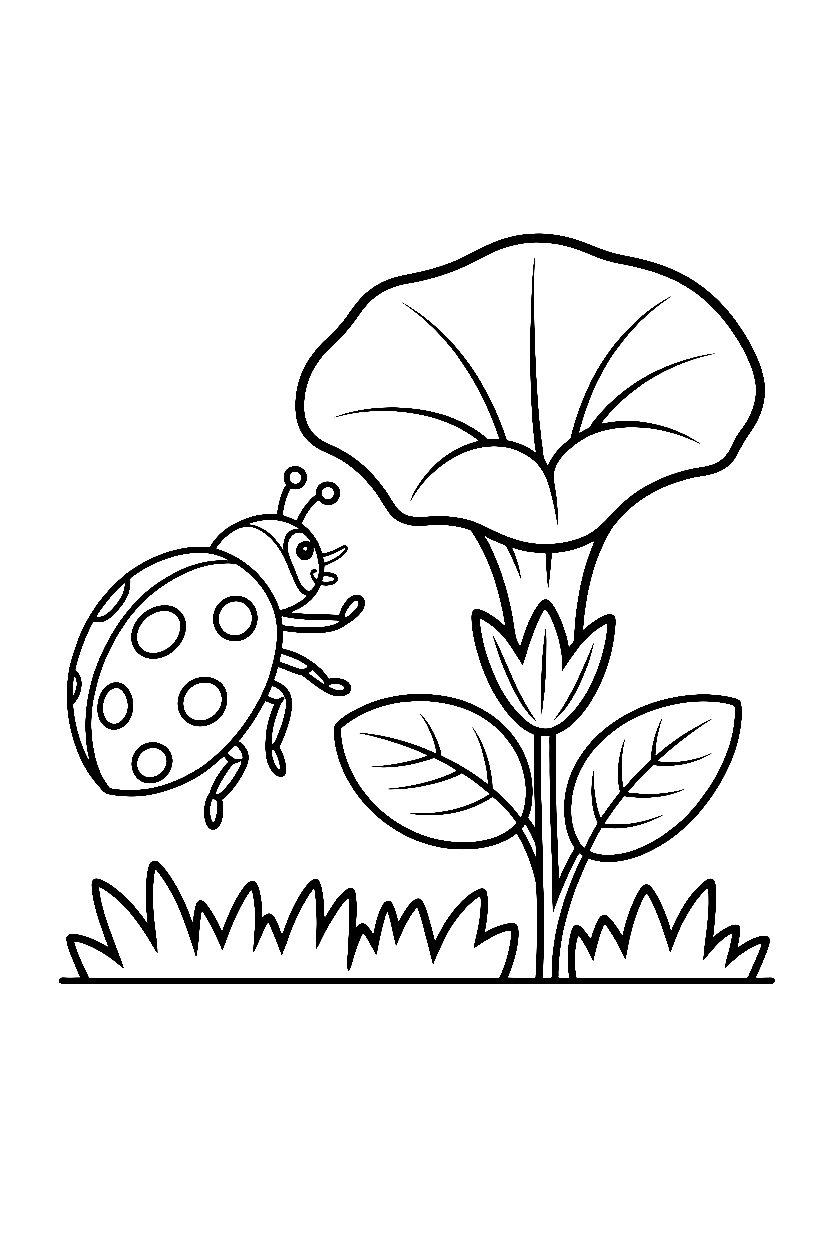 reaching toward bloom ladybug drawing