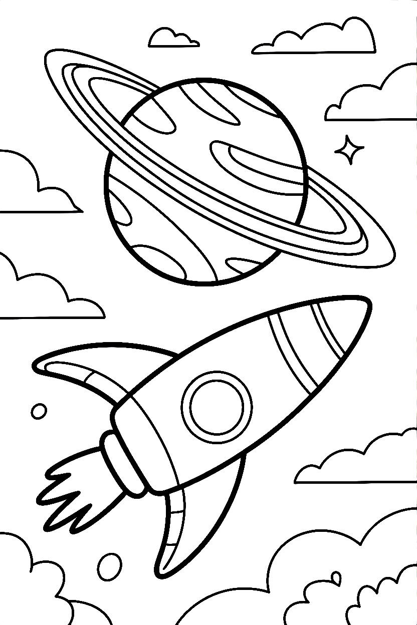 reaching toward planet spaceship printable sheet